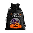 thumbnail image 3 of AZXY Halloween Drawstring Gift Bags Texture Pumpkin Print Candy Treat Pouches, Reusable Portable Multipurpose Goodie Sacks for Halloween Party Favors & Holiday Decor Storage, Black, 3 of 7