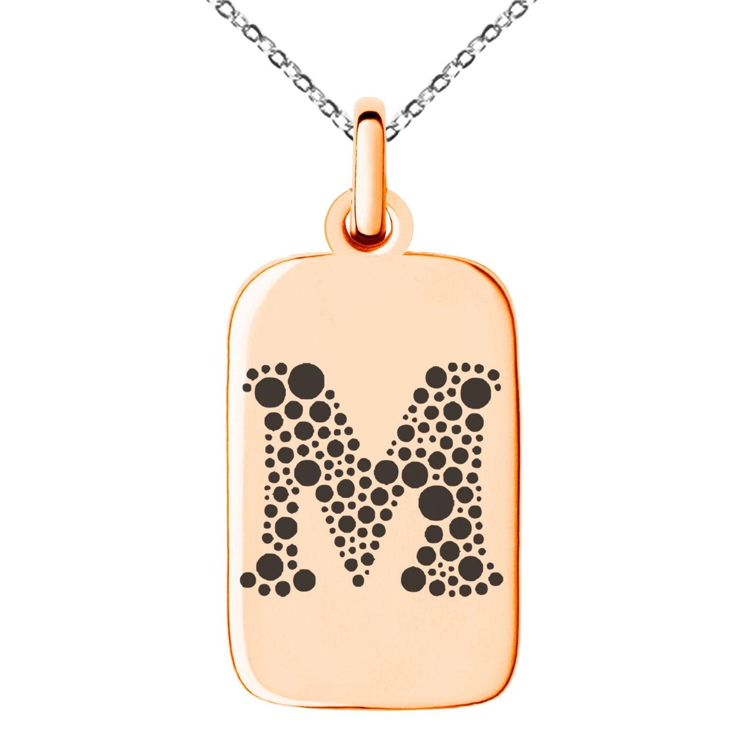 Stainless Steel Letter M Initial Dotted Monogram Engraved Small