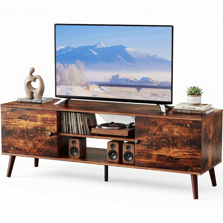 EDX Mid-Century Modern TV Stand with Adjustable Shelf, 60-Inch photo 1