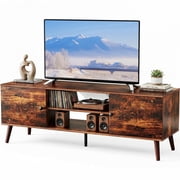 EDX 55-60Inch TV Stand, Entertainment Center, Mid-Century Modern TV Media Console, Ample Storage Cabinet, Adjustable Wooden TV Table for Living Room or Bedroom, Rust Brown
