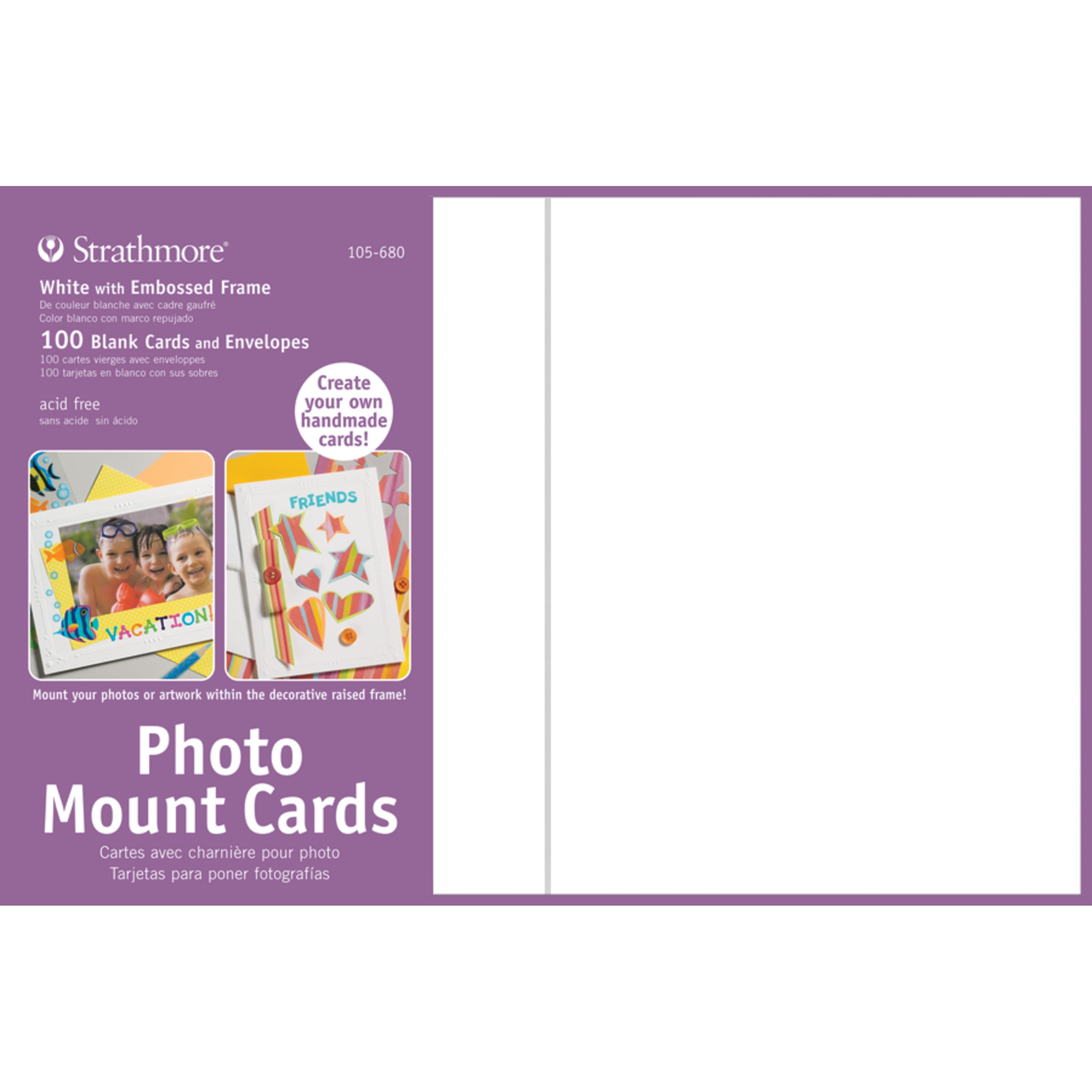 Strathmore Photo Mount Cards, 5in x 7in, White Embossed, 100/Pkg