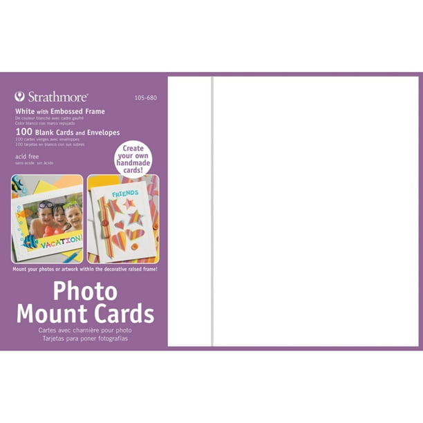 Strathmore Photo Mount Cards, 5in x 7in, White Embossed, 100/Pkg