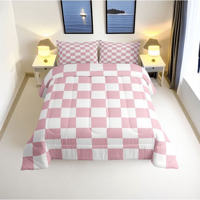 Erosebridal Plaid Buffalo Bedding King Comforter Set, Checkered Down Comforter, Rectangle Room Decor, Reversible 3-Piece