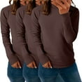thumbnail image 2 of WTXUE Women's Long Sleeve Mock Turtleneck Shirts Fleece Lined Base Layer Slim Fit Thermal Underwear Tops Thermal Warm Pullover Sweater Tunic Sweaters 3Pc Coffee 4Xl, 2 of 6