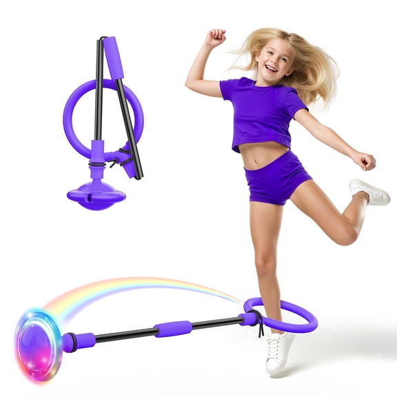 Skip Ball for Kids, Ankle Skip Ball Toy with Counter, Timer and Cal Calculator, Girl Birthday Gifts for Age 6 7 8 9 10 , Rechargeable Colorful Flash Wheel Skip Ball for Girls Women