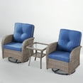 thumbnail image 3 of POCASSY Outdoor Wicker Chairs Swivel Rocking Chairs-Outdoor Swivel Rocking Chairs Set of 2 with Rattan Side Table, Gray Patio Swivel Glider Chairs 3PCS Patio Furniture Set for Porch Pool, Gray/Blue, 3 of 8
