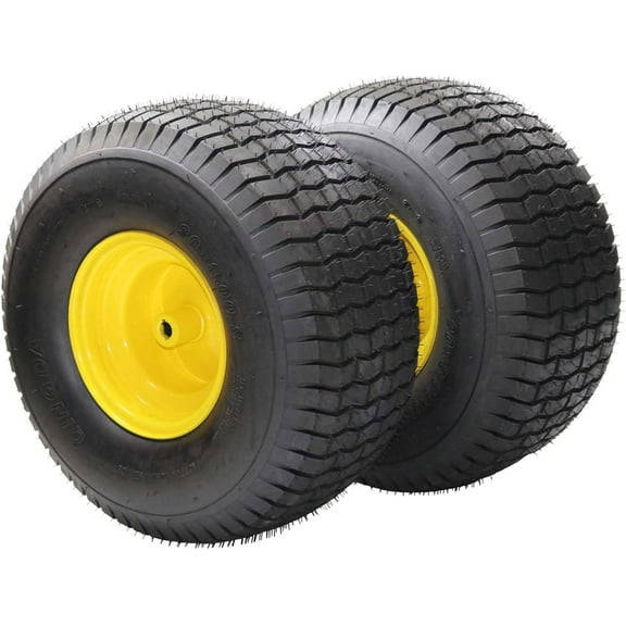 20x8.00-8 Lawn Mower Tire with Wheel Assemblies, 4 Ply, 3.5" Offset Hub, 3/4" Borehole with 3/16" Keyway, 965 Lbs Capacity, Set of 2 for Riding Lawn Mowers