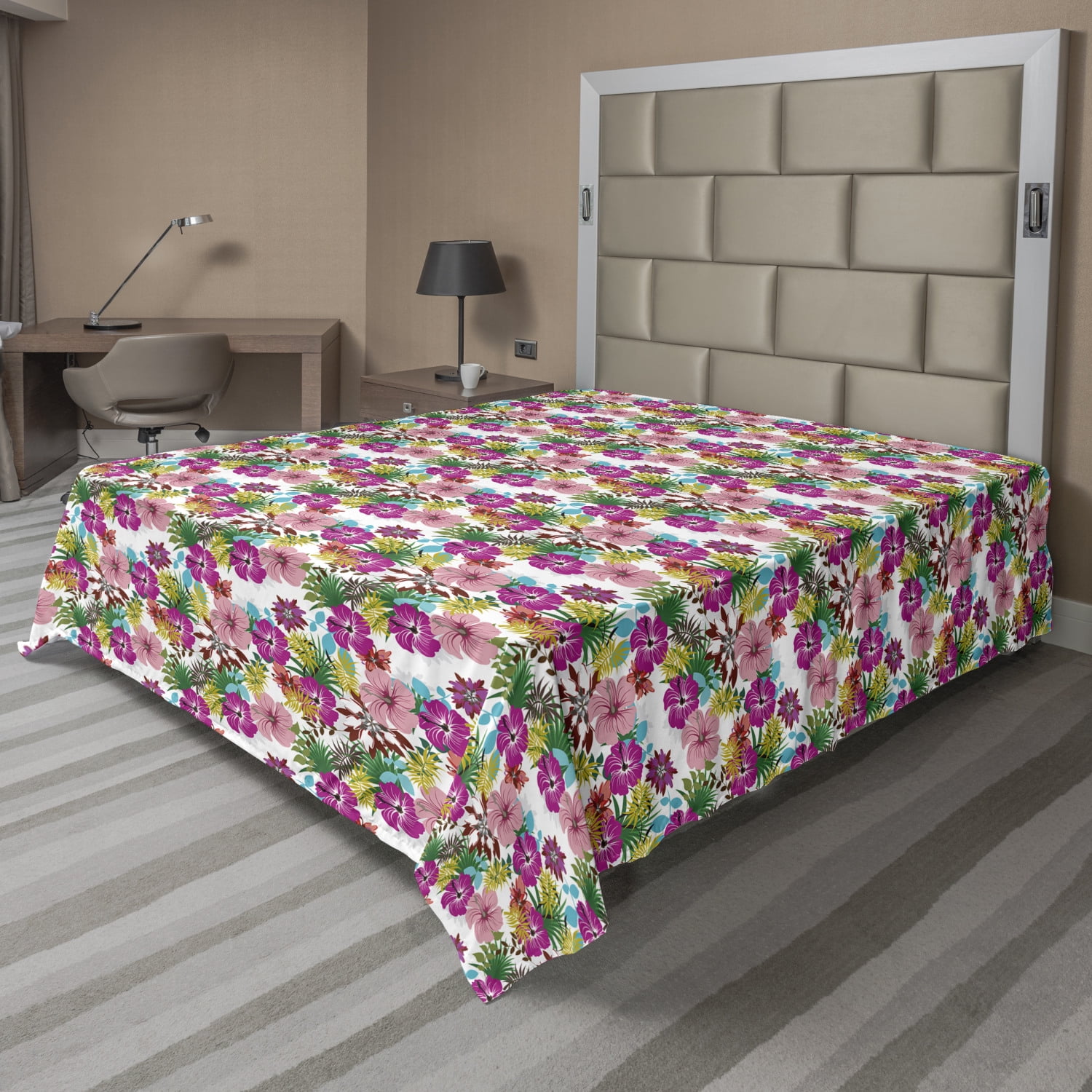 Ambesonne Tropical Pattern Flat Sheet Top Sheet Decorative Bedding 6 Sizes 