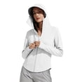 thumbnail image 4 of Vinsonshop Women's UPF 50+ Sun Protection Hoodie Jacket Lightweight Long Sleeve Zip Up Sun Shirt with Face Cover for Hiking Running Outdoor White M, 4 of 6