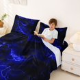 thumbnail image 3 of Homewish Neon Navy Lightning Bed Sheets,Aesthetic Artwork Full Size Sheets,4 Pieces,1 Flat Sheet, 1 Fitted Sheet and 2 Pillowcases, 3 of 6