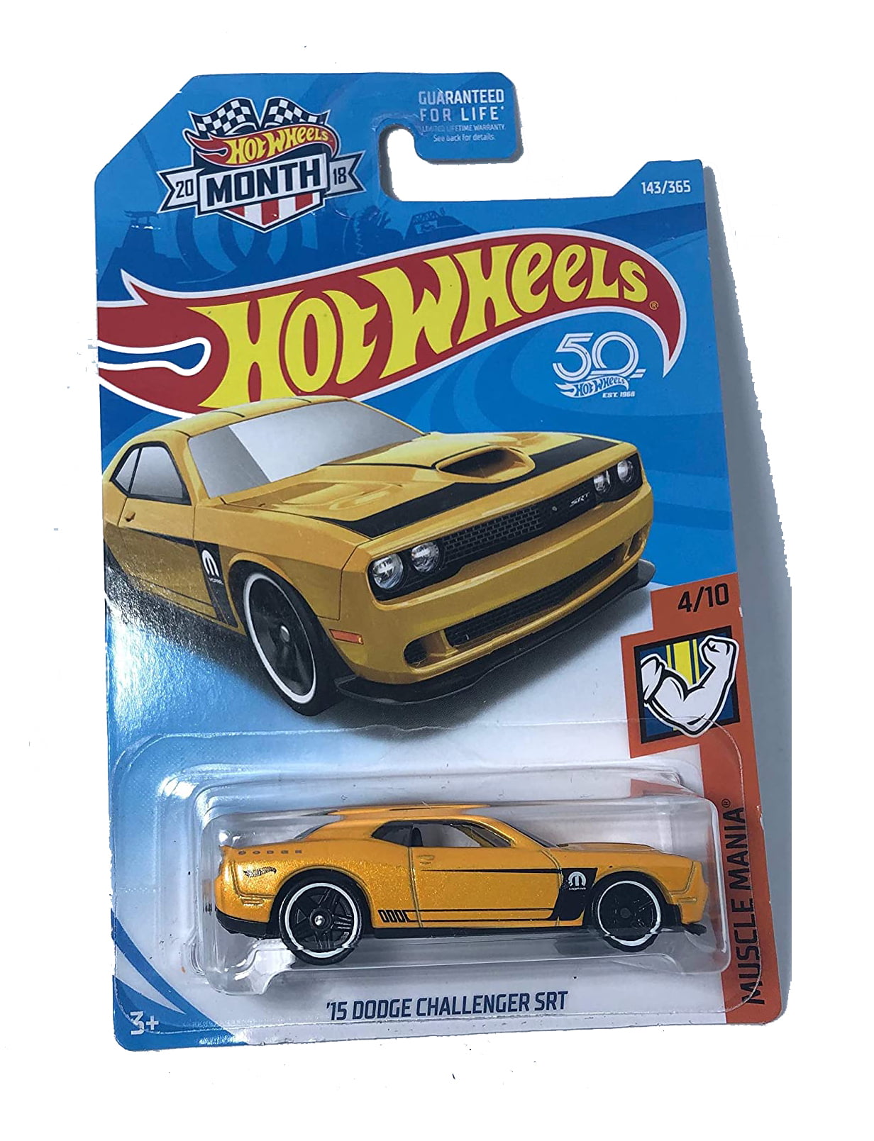 Hot Wheels 50th Anniversary 2018 Muscle Mania '15 Dodge Challenger SRT  [Yellow] 4/10 (143/365).