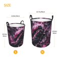 thumbnail image 3 of Circular Hamper Single Layer Laundry Basket Storage Basket Waterproof Single Layer Fabric With Handle Pe Support Strip Darkmagenta Marble_2 Small, 3 of 8