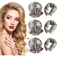 thumbnail image 1 of wonima02 Hair Rollers Set - 6 Satin Curlers with Headband and Cap for Heatless, No-Heat Curls on All Hair Types (Khaki), 1 of 1