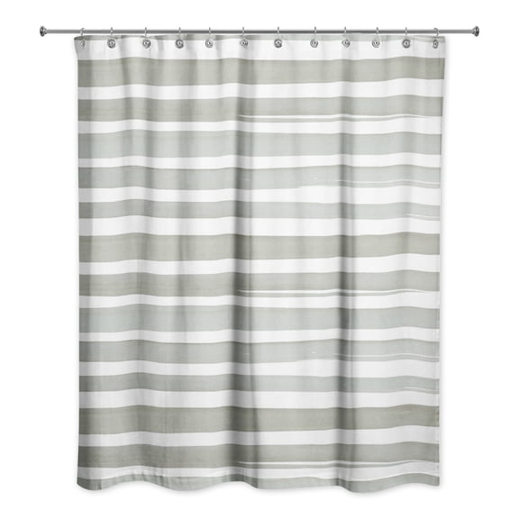 Creative Products Green and White Watercolor Stripe 71x74 Shower Curtain