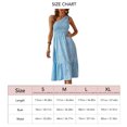 thumbnail image 5 of Vestido de verano con estampado floral para mujer, informal, con dobladillo empalmado, sin mangas, con un hombro fruncido, para citas, azul，S, 5 of 5