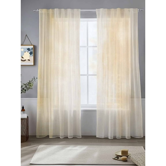 Collage Theme Sheer Curtains 96 Inches Long 2 Panels Retro Off White Oil Painting Texture Light Filtering Semi Sheer Window Curtains Drapes for Bedroom Living Room 52"x96"