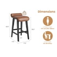 thumbnail image 2 of Modern Farmhouse Counter Height Bar Stools Set – Sturdy Wood Frame, Wide Backless PU Leather Seat, Sturdy & Water Resistant, 300 lbs Capacity for Kitchen Island, Dining – Brown, Set of 2, 2 of 7