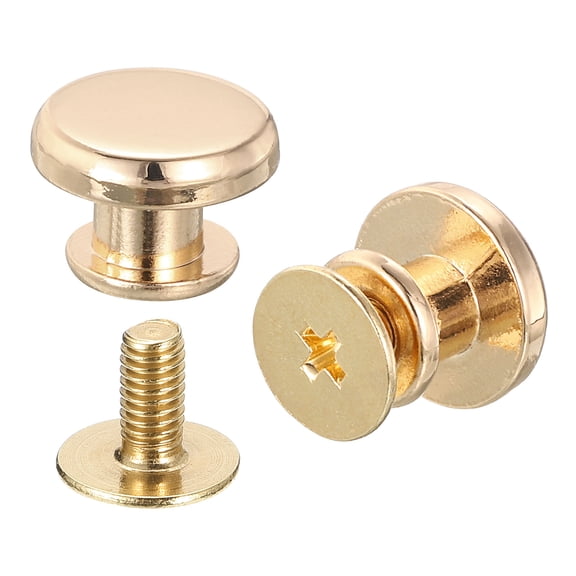 Flat Studs Rivet 20 Pack 10x6.5mm Screw Back Rivets, Gold Tone