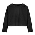 thumbnail image 5 of CUZIBR Girls Youth Shirts Loose Fit Long Sleeve Cropped Top Solid Color Oversized Crewneck Casual Blouse Backless Summer Fashionable Basic Breathable Cozy Lightweight Tee Blouse,Black,5-6 Years, 5 of 8