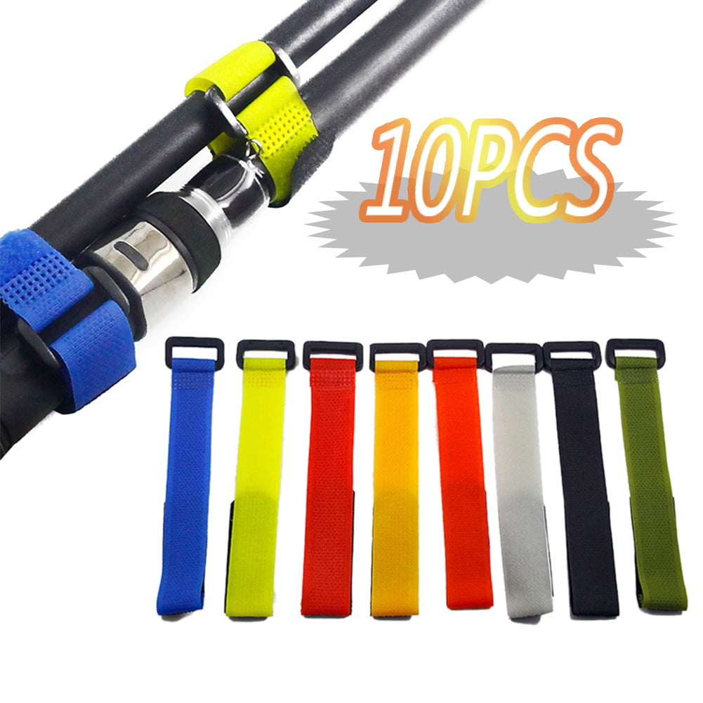 10PCS Reusable Fishing Rod Belt Holder Strap Fastener Ties Fishing Accessories 