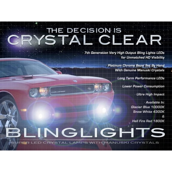 For 2008-2014 Dodge Challenger 10,000K Blue LED Fog Lights
