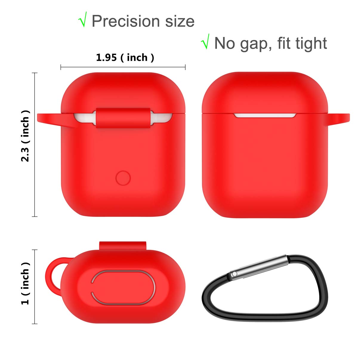 Apple Airpods 2 Skin, For Airpods Charging Case fur Ball for Airpods 2nd, Takfox Scratch-Resistant 360° Protective Portable Liquid Silicone Cover Skin For Airpods 2 Rubber Accessories + Keychain - image 2 of 6