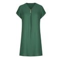 thumbnail image 3 of HOMBOM Green Dresses for Women Cute Mini Shift Trendy V-Neck Short Sleeve Solid Casual Dresses 2XL, 3 of 5