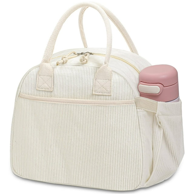 Bolsa de almuerzo Carry Bloom con aislamiento de pana para mujer, color beige
