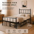 thumbnail image 6 of Heavy Duty Metal Twin Platform Bed Frame with Headboard and Footboard, Industrial Style Steel Slat Mattress Foundation, No Box Spring Needed, Black, 6 of 7