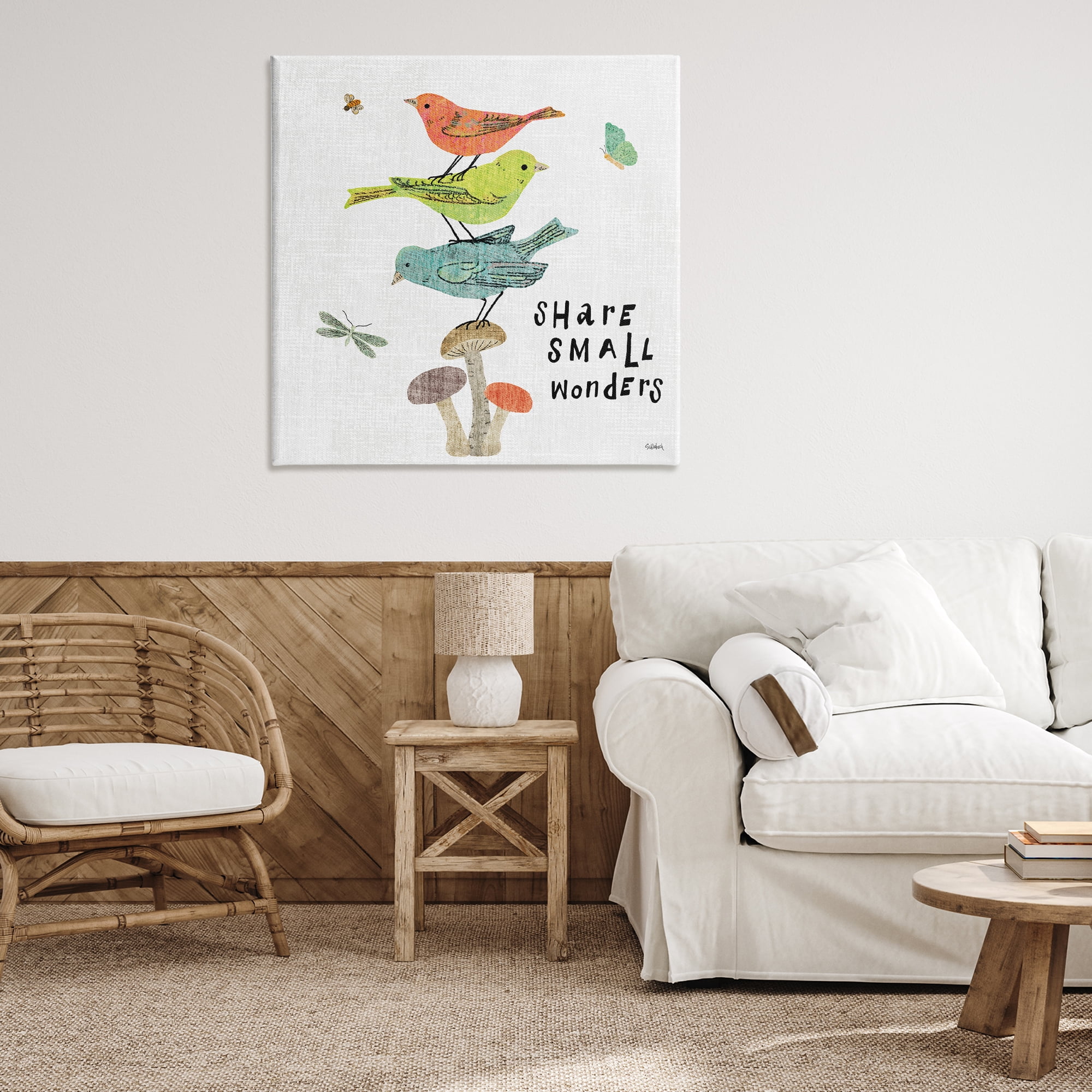 Stupell Industries Small Wonders Phrase Animals Painting Wrapped Canvas Art Print Wall Art, 36 x 36