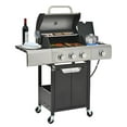 thumbnail image 4 of Resenkos 4-Burner Propane BBQ Grill with Porcelain-Enameled Cast Iron Grates and Side Burner - Black, 4 of 11