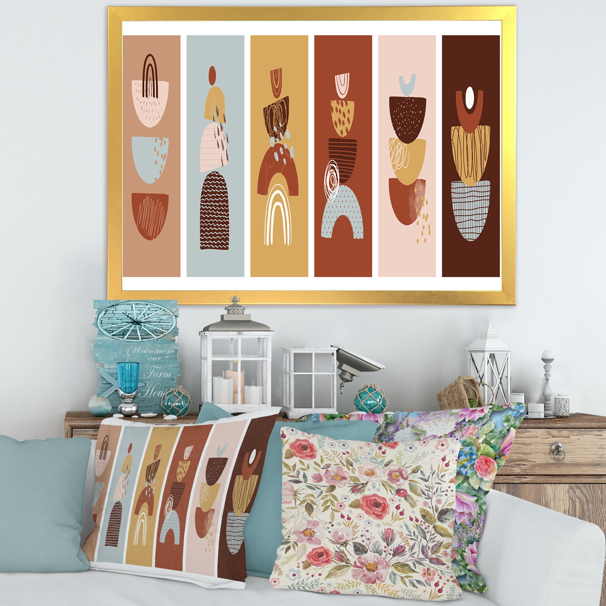 Designart 'Compostion Minimalistic of Organic Shapes II' Modern Framed Art Print