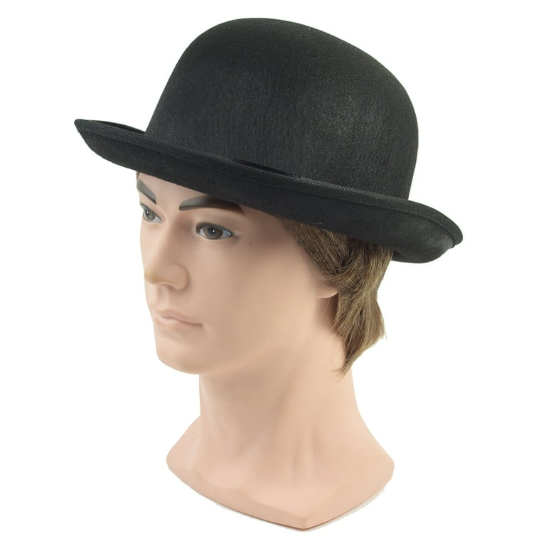 Black Felt Bowler Derby Hat Victorian Brim Cap Prop Steampunk Costume Accessory Black Felt Bowler Derby Hat Victorian Brim Cap Prop Steampunk Costume Accessory