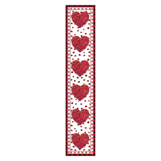 Anti Slip Table Runner For Festive Dinners Weddings And Family Gatherings Size 13X71 Inches With Valentines Day Themed Print Design E