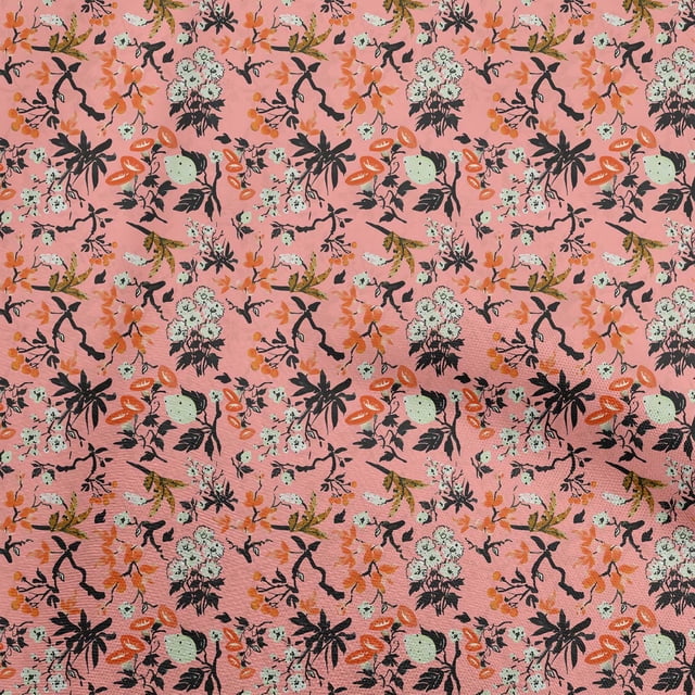 oneOone Polyester Lycra Medium Pink Fabric Asian Japanese Floral Sewing Craft Projects Fabric Prints By Yard 56 Inch Wide
