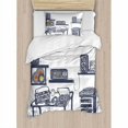 thumbnail image 3 of Ambesonne Recording Studio with Music Devices Turntable Records Speakers Digital Illustration Duvet Cover Set, 3 of 3