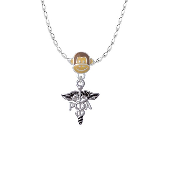 Delight Jewelry Silvertone Caduceus - PA Mia Monkey Charm Necklace