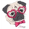 thumbnail image 3 of Pug Duvet Cover Set, Dog with Heart Shaped Glasses and Dotted Bow Tie I Love Pugs Drawing, Decorative 3 Piece Bedding Set with 2 Pillow Shams, King Size, Pink Grey White, by Ambesonne, 3 of 3