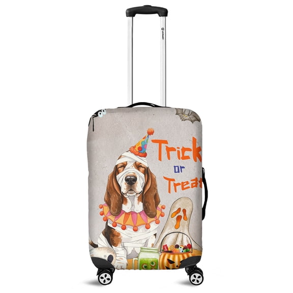 Trick or Treat Basset Hound Funny Mummy Cosplay Pumpkin Candy Basket Travel Luggage Cover Bassets Dog Breed Lovers Gifts Idea Suitcase Dust Protective Decor - 12016