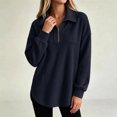 thumbnail image 7 of cocolona Tunic Sweatshirts for Women Long Sleeve Lapel Half Zip Pullover Tops Casual Loose Curved Hem Workout Sweatshirts, 7 of 7