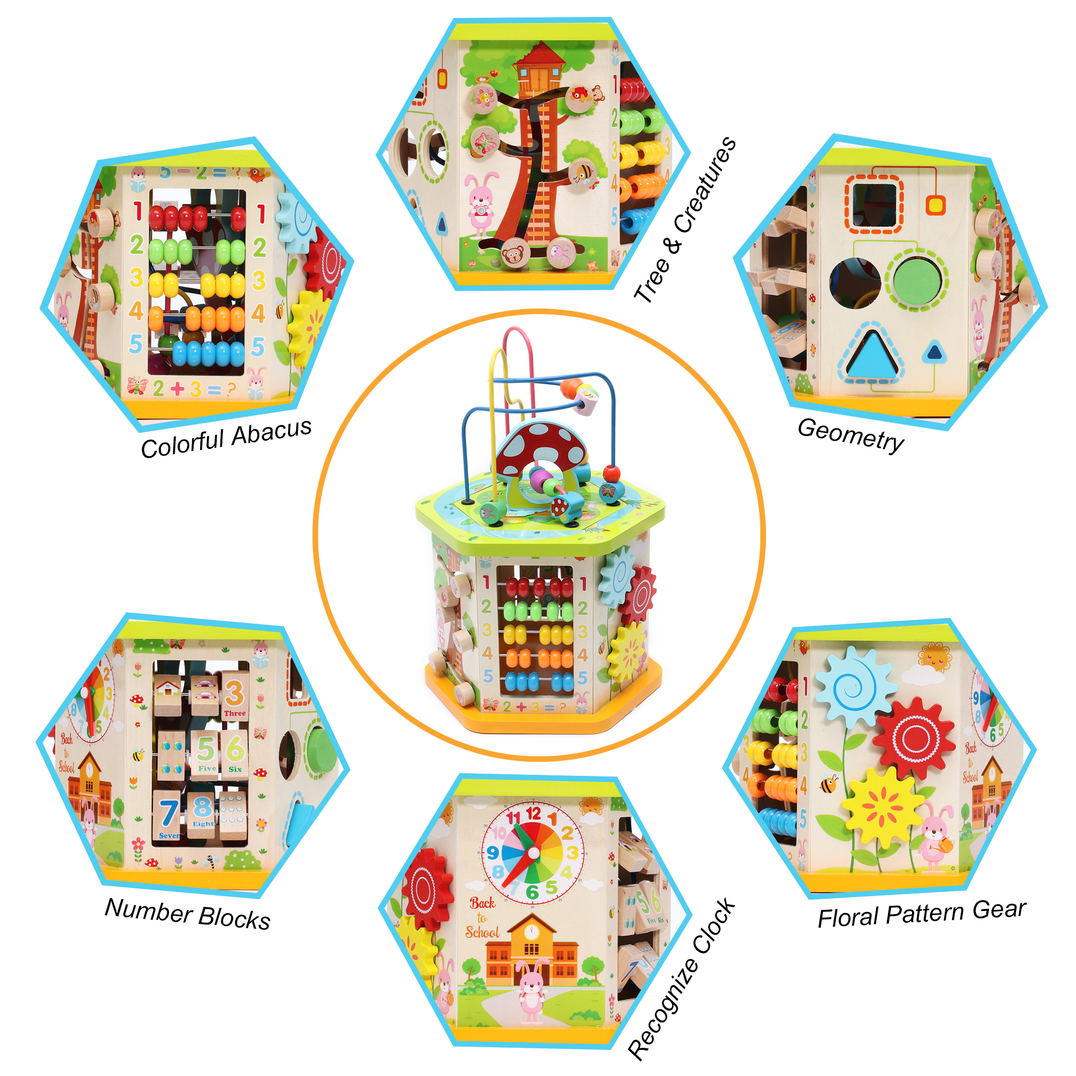 Lavievert 9-in-1 Play Cube Activity Center Multifunctional Bead Maze Toddler Educational Toys Game … - image 2 of 6