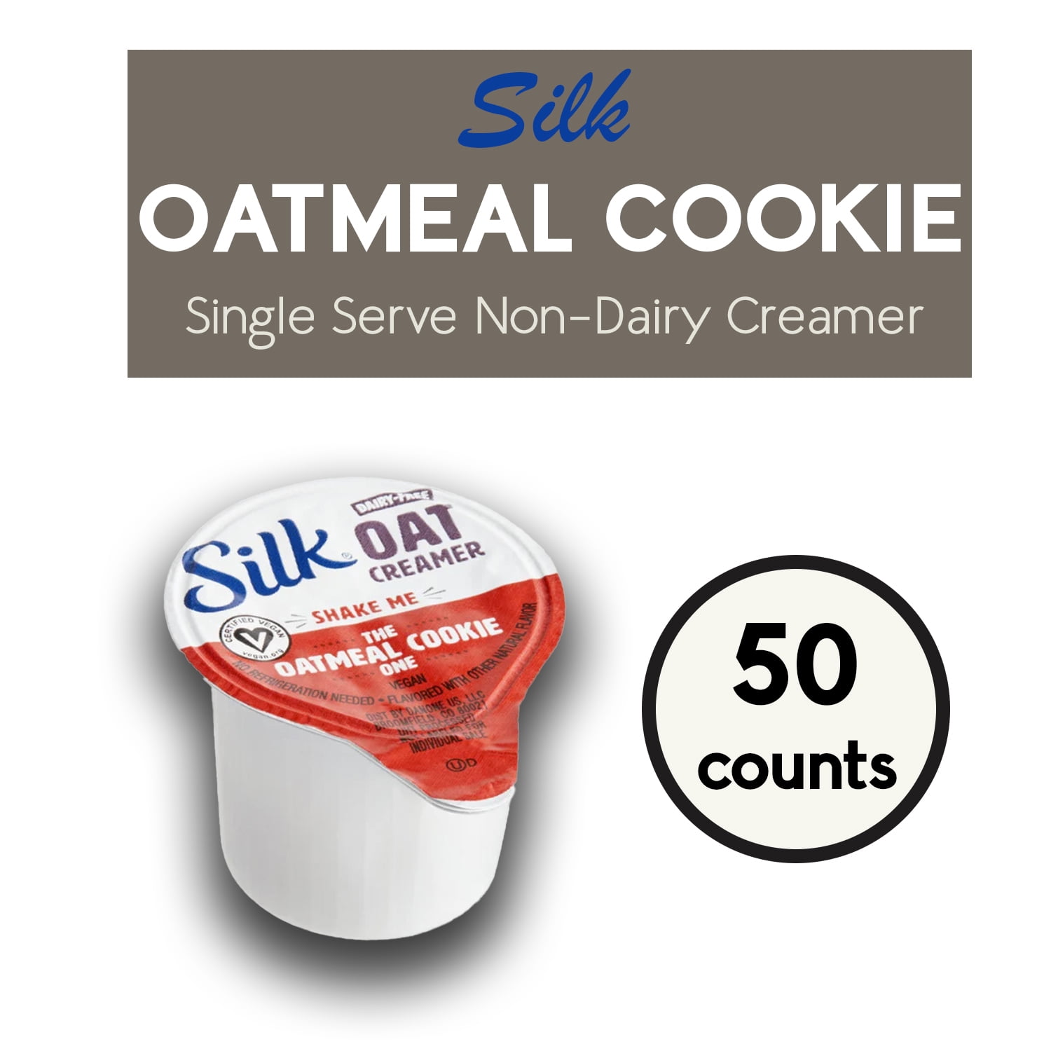 Silk Oat Milk Oatmeal Cookie Single Serve Non-Dairy Creamer, 0.5 fl. oz. cup l Pack of 50