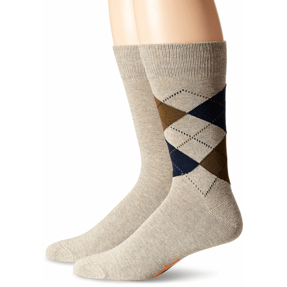 Dockers Men's Argyle Crew Socks, Beige, 2 Pair