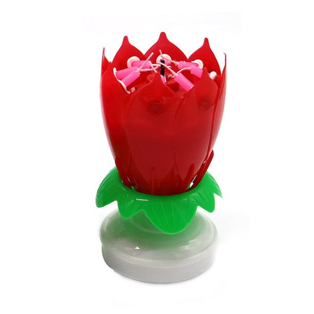 Starynighty Musical Lotus Flower Candle,Party Gift Art Happy Birthday Candle Lights,DIY Cake
