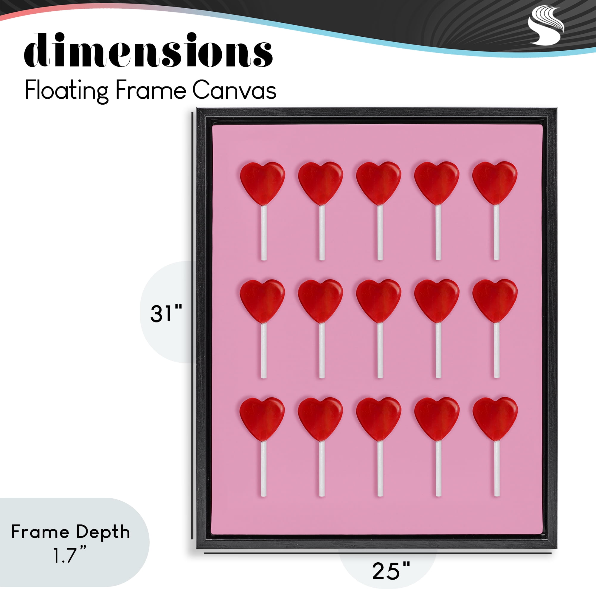 Stupell Industries Heart Lollipops Collection Black Framed Floater Canvas Wall Art, design by LISH Creative