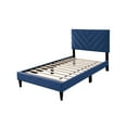 thumbnail image 3 of Poundex Adjustable V-Stitch Headboard Twin Bed Frame in Blue Velvet, 3 of 3