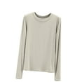 thumbnail image 2 of Abomasnow Women's Soft Comfy Pajama Tops Scoop Neck Long Sleeve Sleep Tee Shirt Solid Color Ladies Lounge Tops, 2 of 5