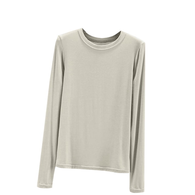 MeetoTime sous-Vêtements Confortables pour Femmes Automne/hiver Col Rond Manches Longues Ajusté Pull