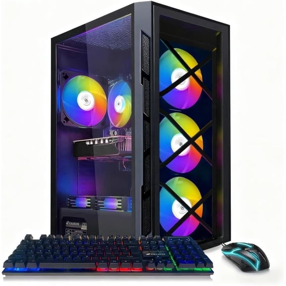 STGAubron Gaming Desktop PC, Intel Core i7 up to 3.9GHz, 16G RAM, 512G SSD, GeForce GTX 1660 Super 6G, WiFi, BT 5.0, RGB Fan x4, Windows 11 Home