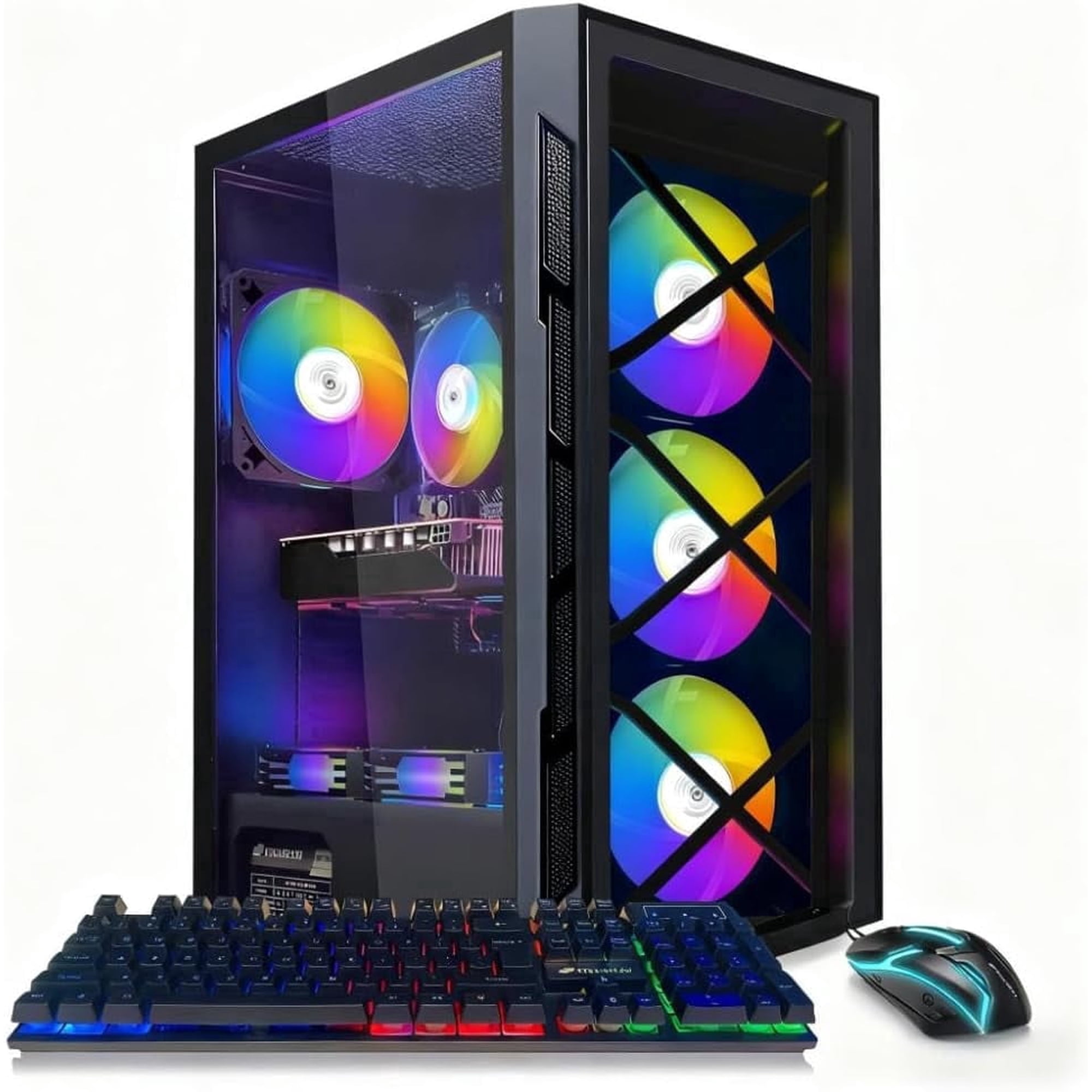STGAubron Gaming Desktop PC, Intel Core i7 up to 3.9GHz, 16G RAM, 512G SSD, GeForce GTX 1660 Super 6G, WiFi, BT 5.0, RGB Fan x4, Windows 11 Home